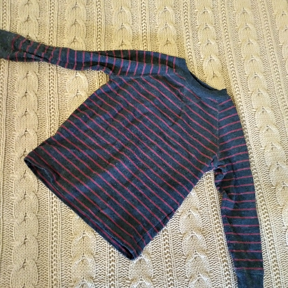 Boys Long Sleeved Navy Blue and Red Shirt